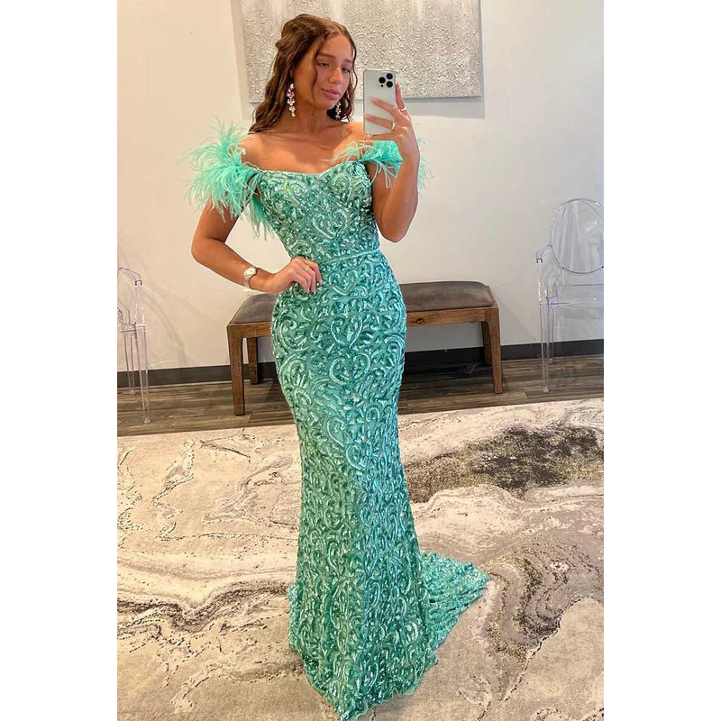 Sleeveless Satin Mermaid Long Evening Dress With Sequins