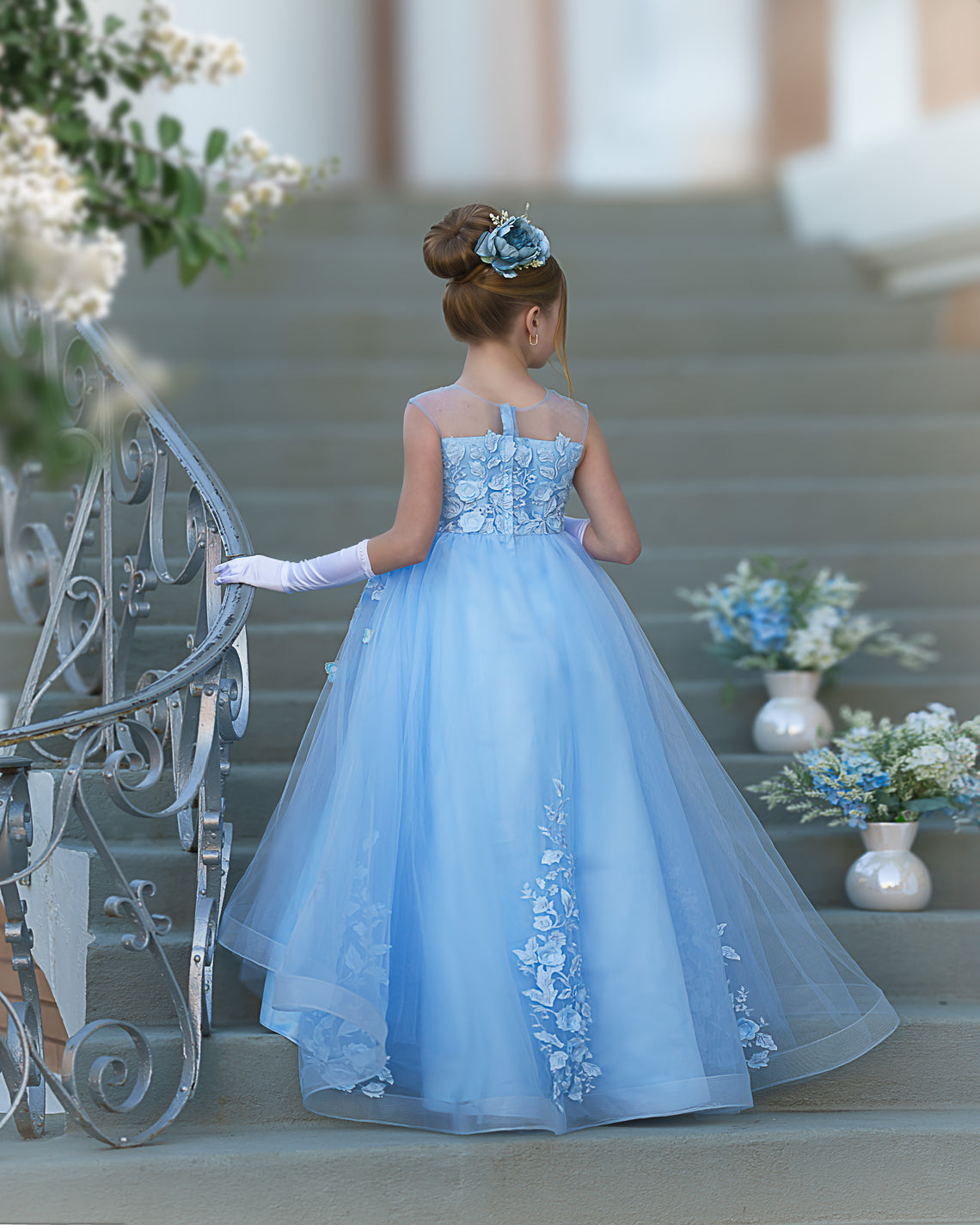 Serenity Princess Ball Gown with Lace Appliques and Butterfly Embellishments