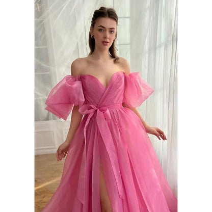 Elegant & Luxurious Cap Slleves Sweetheart A-line Tulle Formal Prom Dress