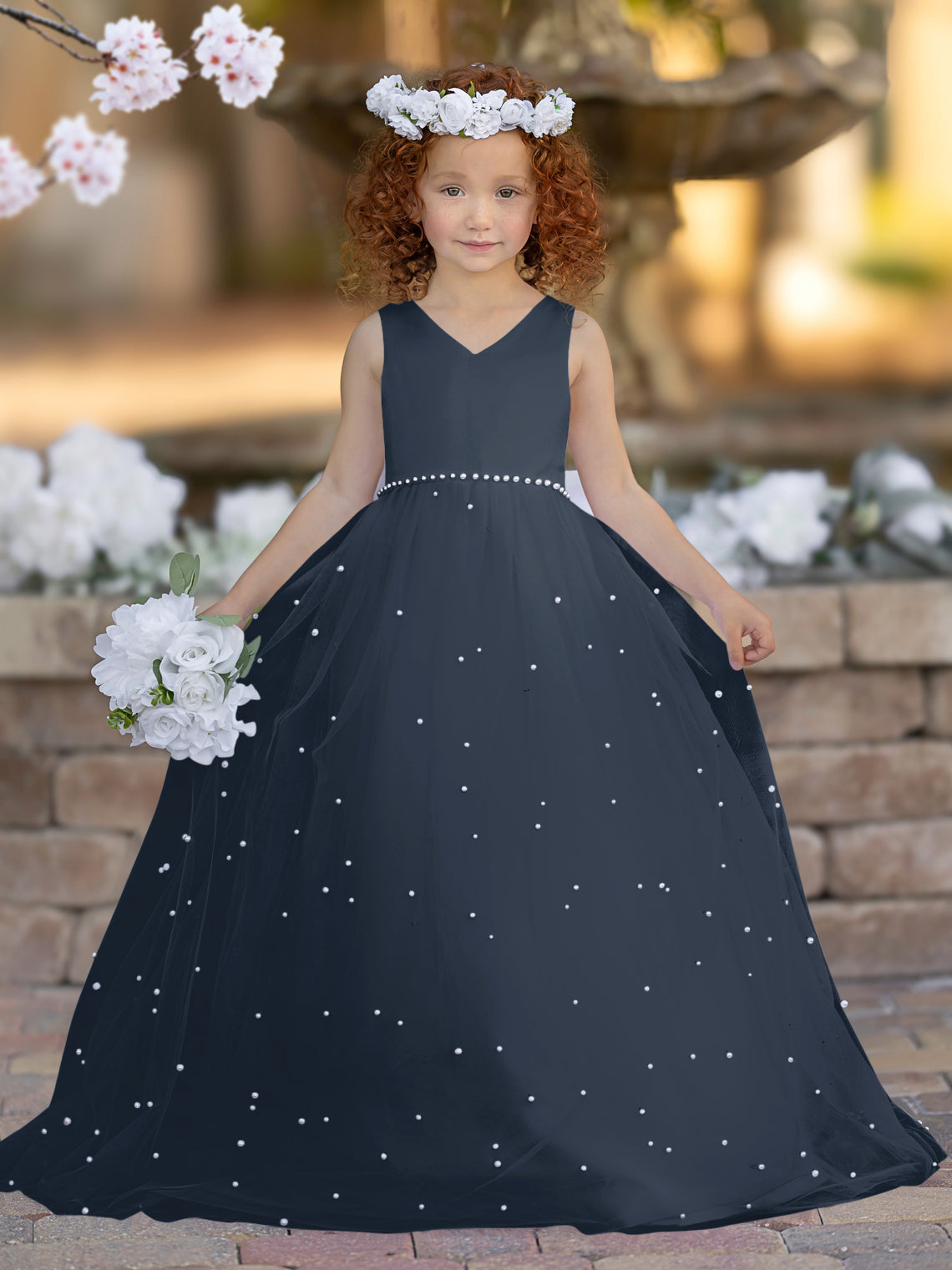 Elegant Princess Ball Gown Satin & Tulle Flower Girl Dress