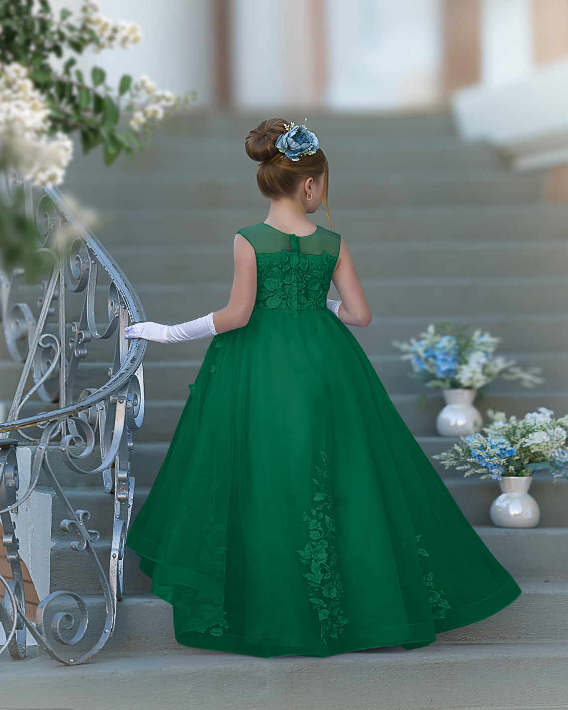 Serenity Princess Ball Gown with Lace Appliques and Butterfly Embellishments