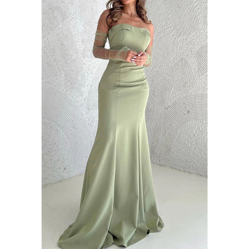 Strapless Trumpet with Train Party Prom Evening Dress