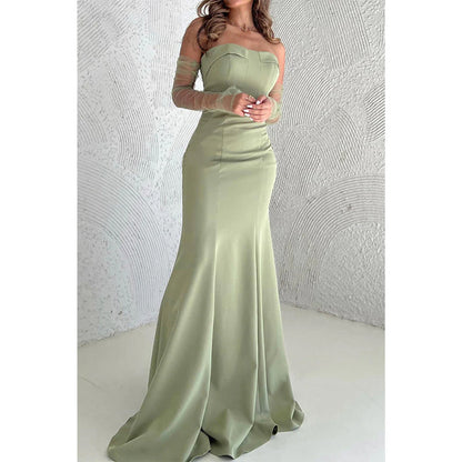 Strapless Trumpet with Train Party Prom Evening Dress