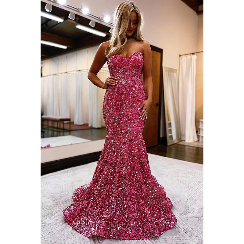 Sweetheart Pailletten Meerjungfrau Ballkleid Glitzer 