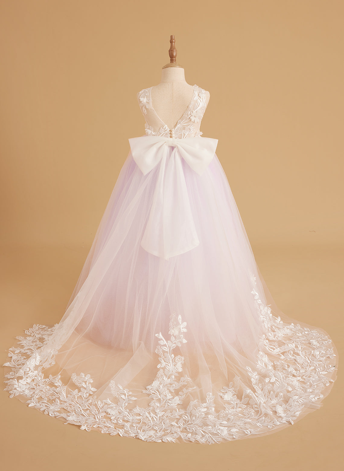 Dream Princess Sleeveless Lace and Tulle with Beading Flower Girl Dress