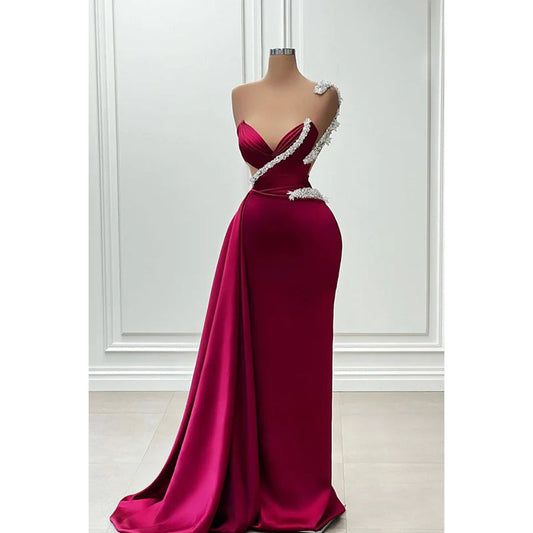 Elegant Luxurious Rhinestones Straps V-neck Sheath Sleevelss Formal Prom Dress