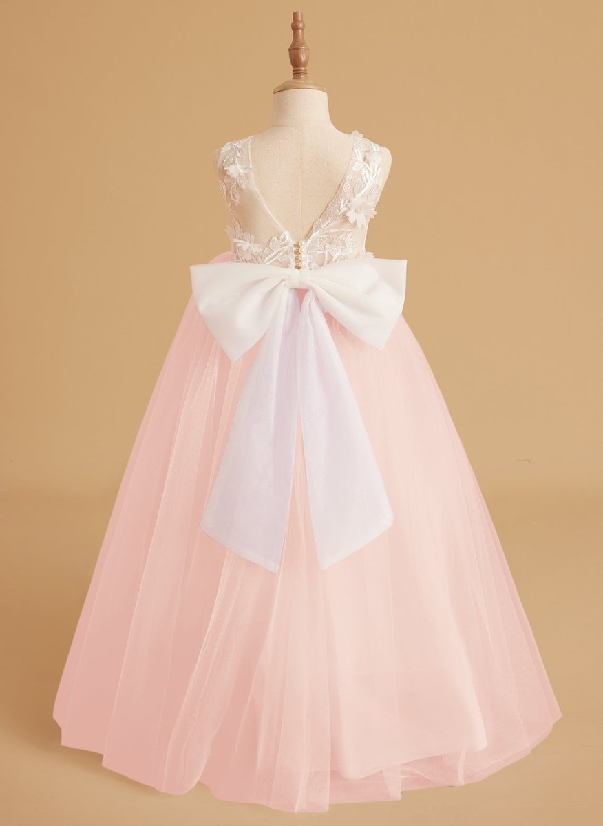 NumberSea - Dream Princess Sleeveless Lace and Tulle with Beading Flower Girl Dress