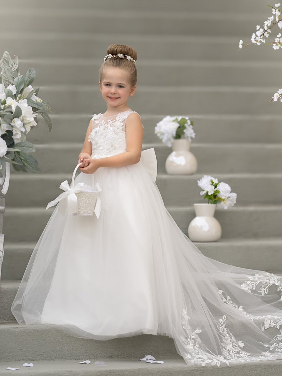 NumberSea - Dream Princess Sleeveless Lace and Tulle with Beading Flower Girl Dress