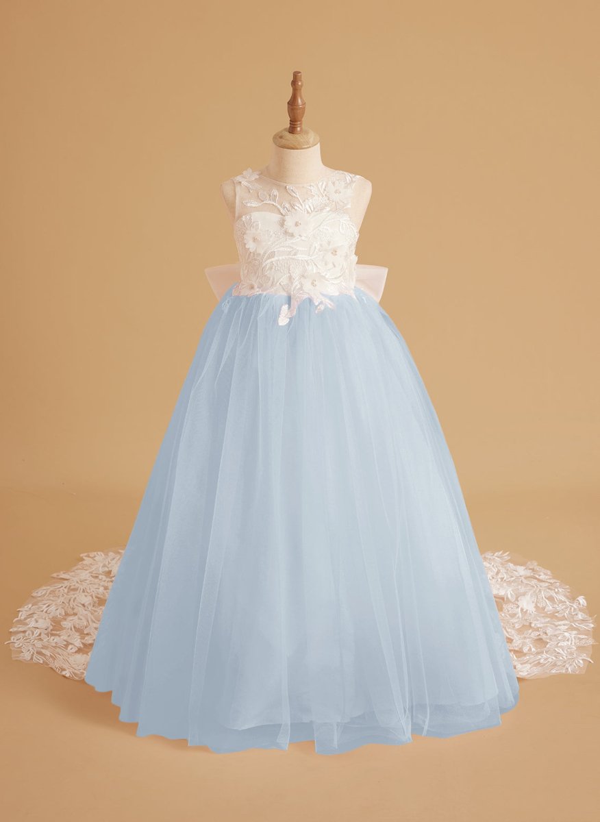 NumberSea - Dream Princess Sleeveless Lace and Tulle with Beading Flower Girl Dress