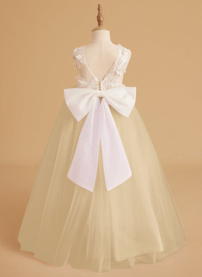 NumberSea - Dream Princess Sleeveless Lace and Tulle with Beading Flower Girl Dress