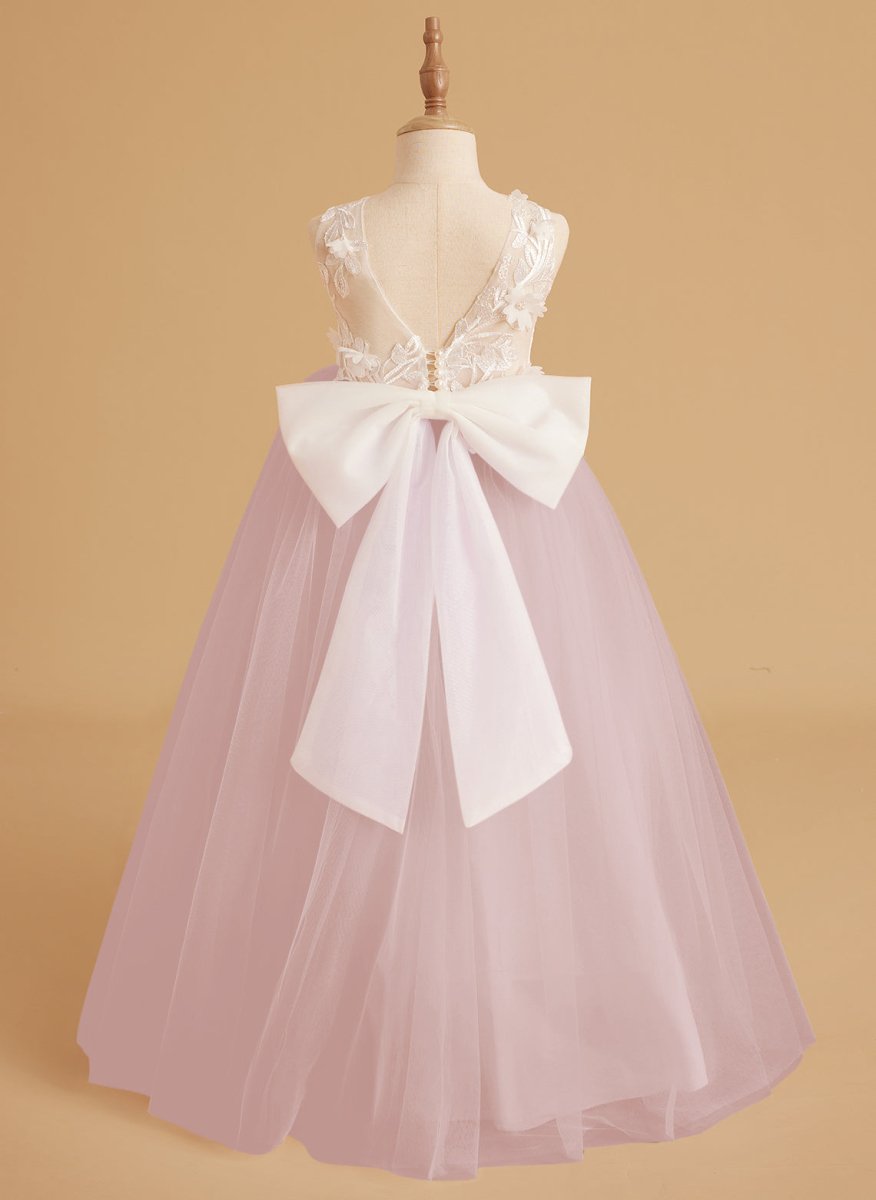 NumberSea - Dream Princess Sleeveless Lace and Tulle with Beading Flower Girl Dress