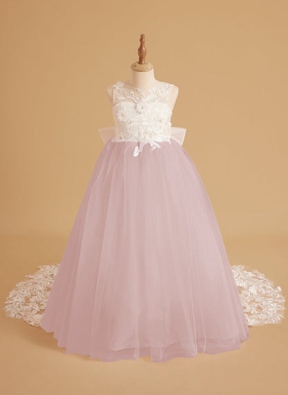 NumberSea - Dream Princess Sleeveless Lace and Tulle with Beading Flower Girl Dress