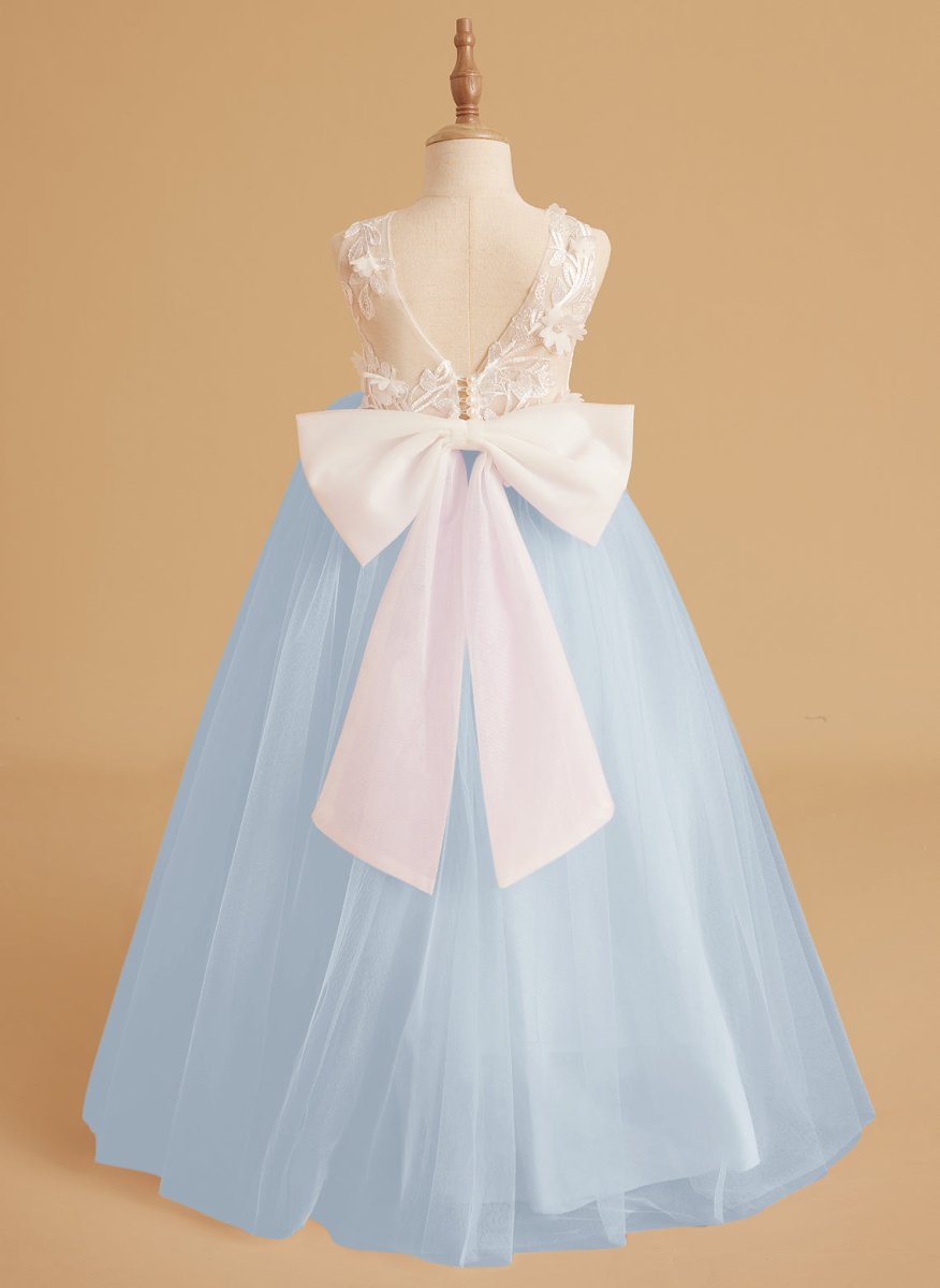 NumberSea - Dream Princess Sleeveless Lace and Tulle with Beading Flower Girl Dress