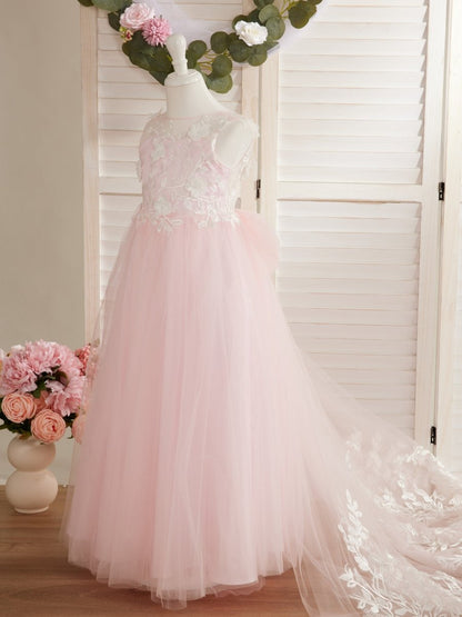 NumberSea - Dream Princess Sleeveless Lace and Tulle with Beading Flower Girl Dress