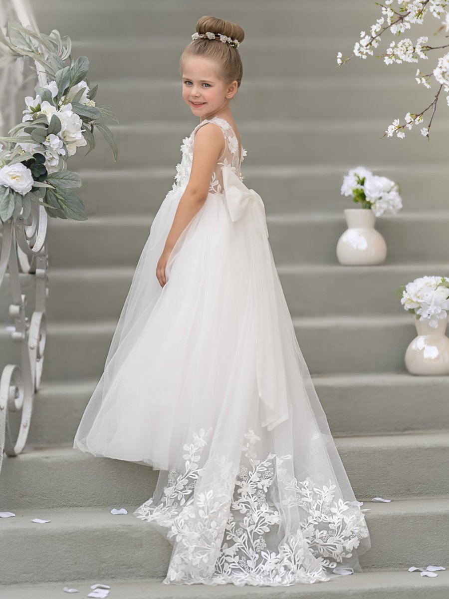 NumberSea - Dream Princess Sleeveless Lace and Tulle with Beading Flower Girl Dress