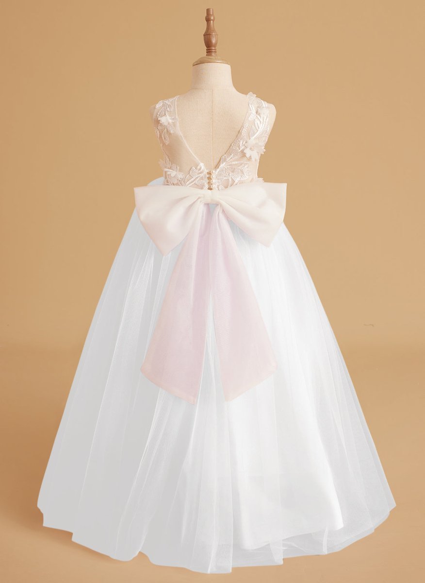 NumberSea - Dream Princess Sleeveless Lace and Tulle with Beading Flower Girl Dress