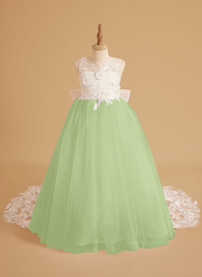 NumberSea - Dream Princess Sleeveless Lace and Tulle with Beading Flower Girl Dress