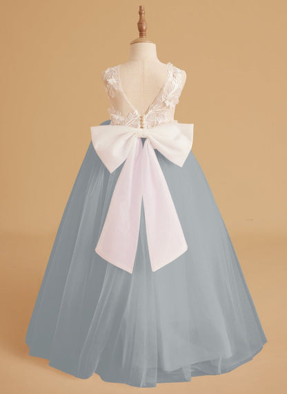 NumberSea - Dream Princess Sleeveless Lace and Tulle with Beading Flower Girl Dress