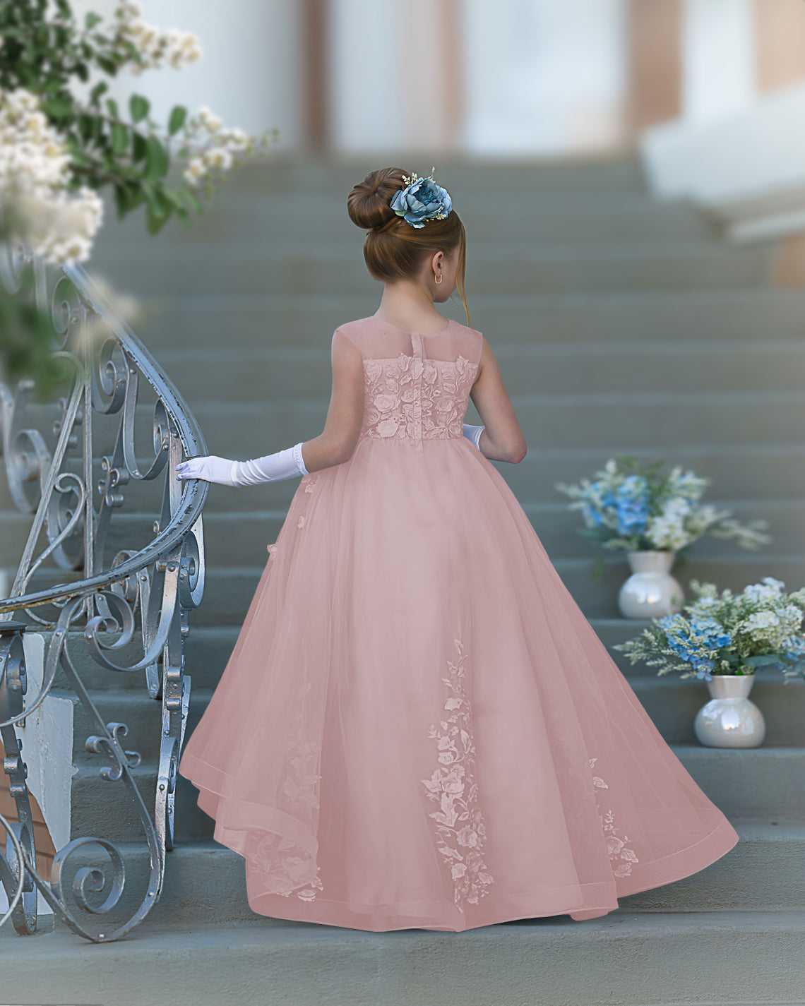 Serenity Princess Ball Gown with Lace Appliques and Butterfly Embellishments