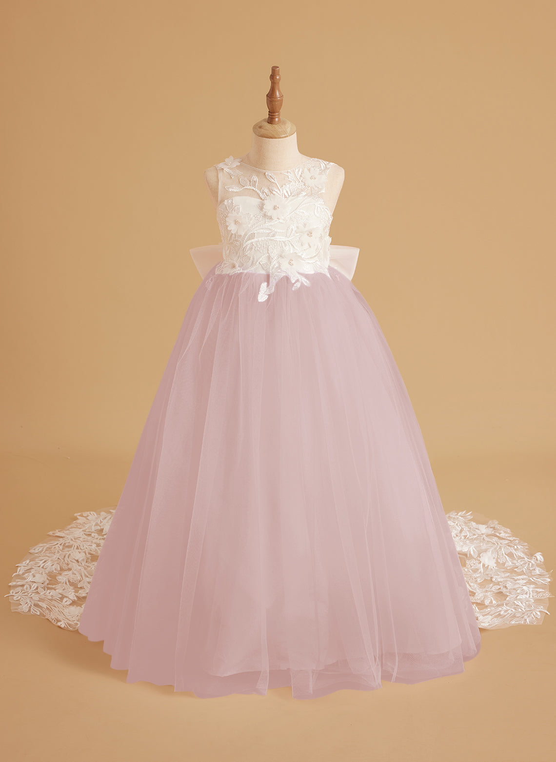 Dream Princess Sleeveless Lace and Tulle with Beading Flower Girl Dress