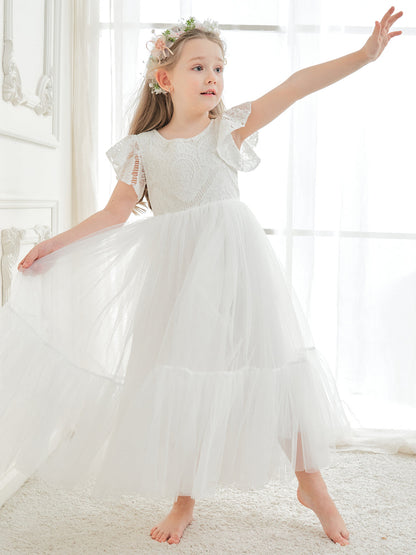 Lace Tulle Ankle-length White Dress (2003227579)