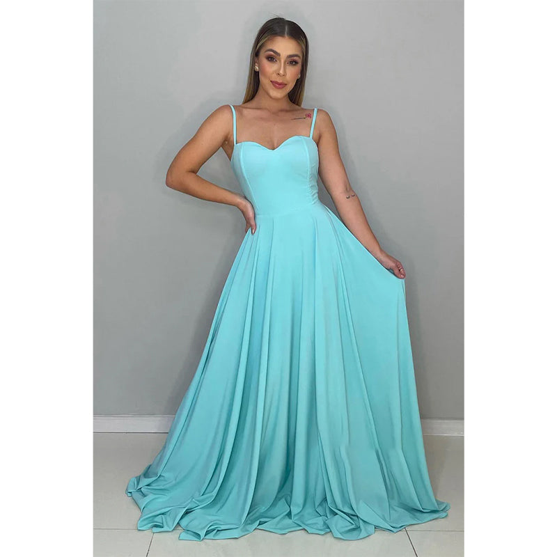 Spaghetti Straps Sweetheart Long Bridesmaid Dress Formal Gown