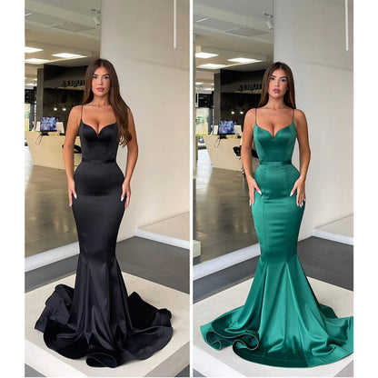 Spaghetti Straps Simple Mermaid Prom Dress