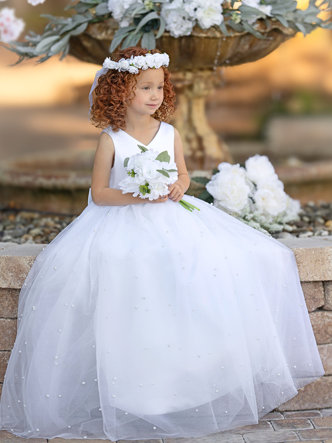 Elegant Princess Ball Gown Satin & Tulle Flower Girl Dress