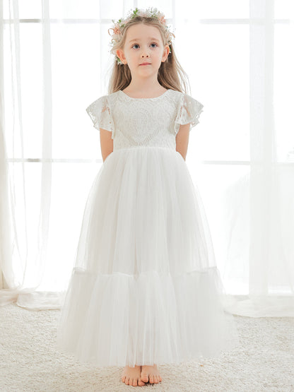 Lace Tulle Ankle-length White Dress (2003227579)