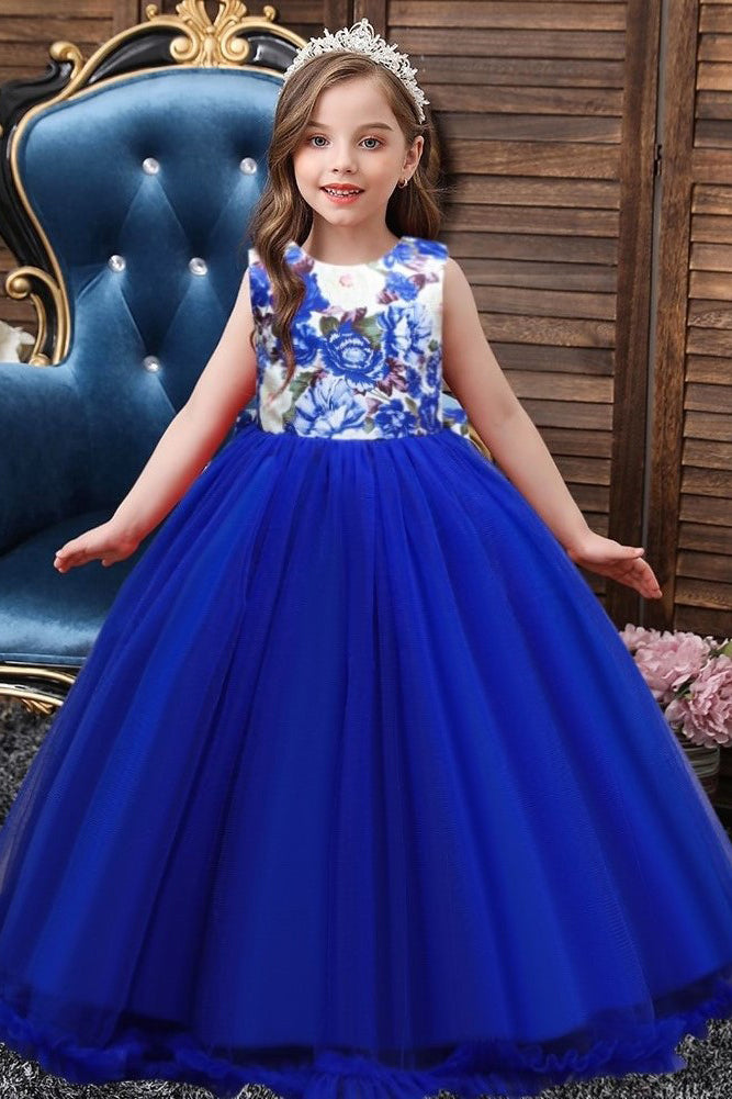 Elegant Long Princess Tulle Wedding Ceremony Dress Flower Girl Dresses