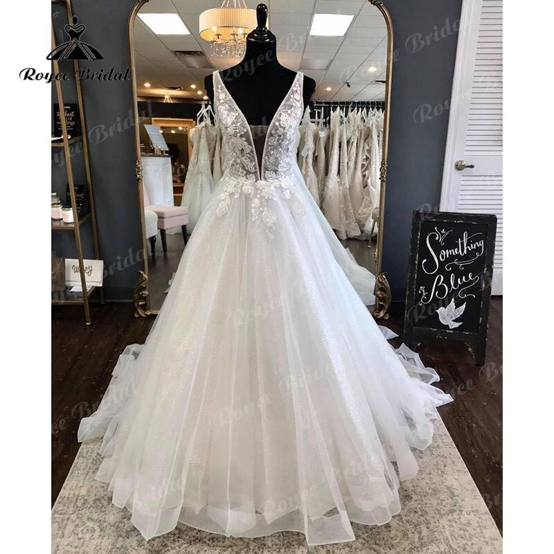 NumberSea - Elegant Princess Shiny Glitter Sleeveless Wedding Dress with Detachable Bow Backless Lace Applique 2022 Women Vestidos de Fiesta