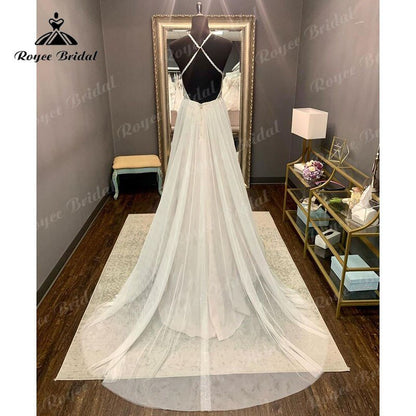 NumberSea - Elgant hochzeitskleid Boho A Line Halter Backless Lace Bodice Tulle Open Back Wedding Dress Wedding Gown Vestidos De Noiva 2025