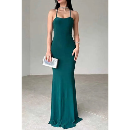 Fitted Spaghetti Straps Sleeveless Lace-up Party Prom Evening Dress