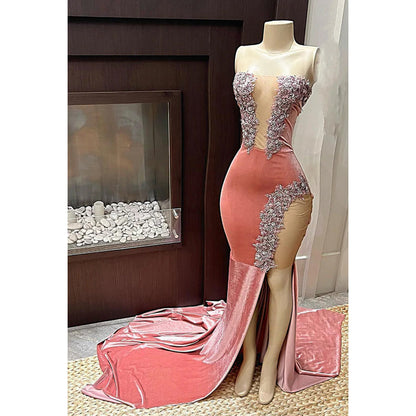 Elegant & Luxurious Off-Shoudler Sleeveless Mermaid High Side Slit Party Prom Dress