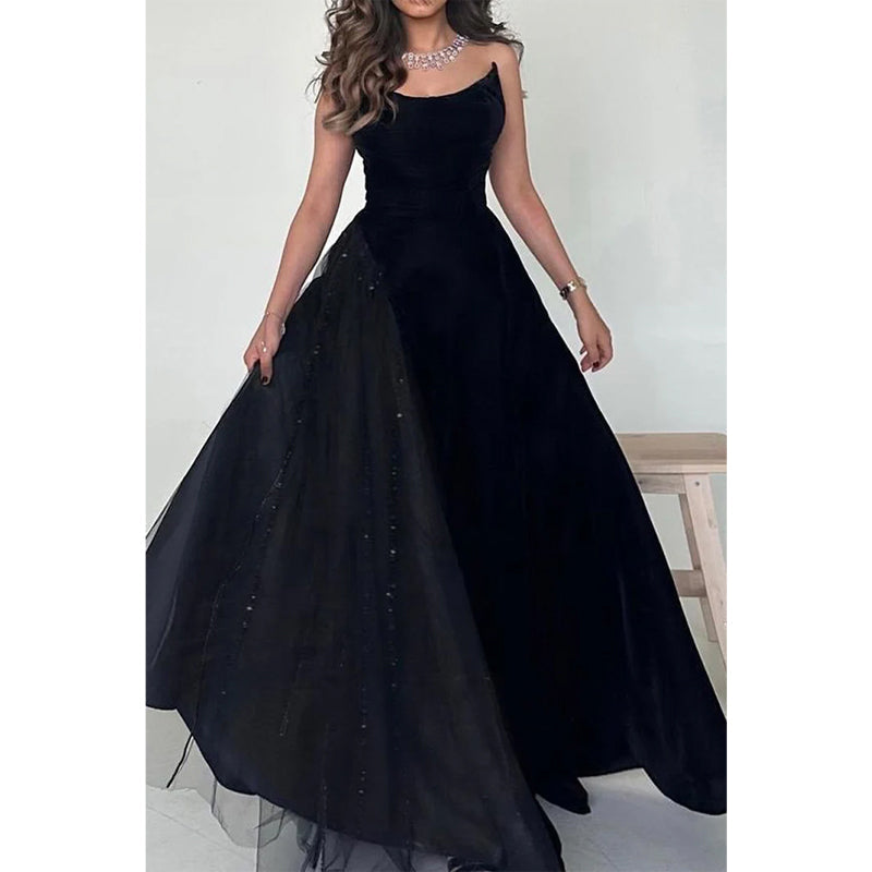 Sleeveless A-line Party Prom Evening Dress