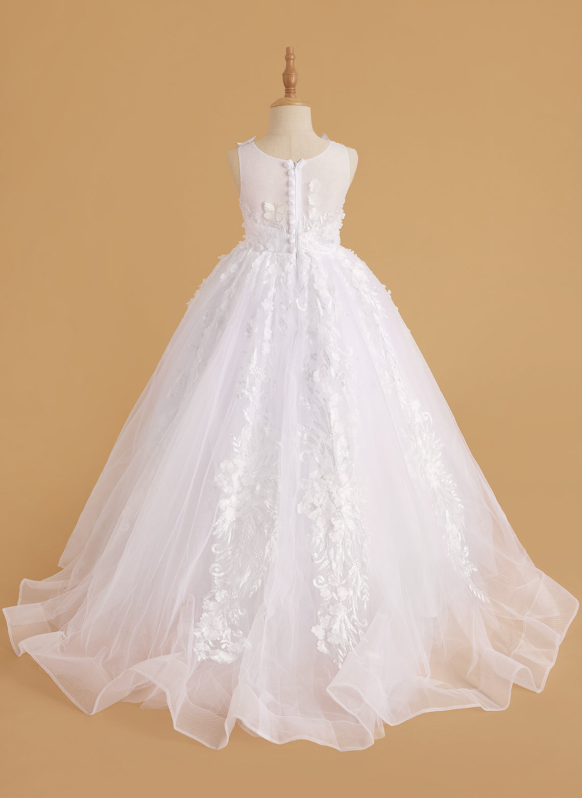 Pink Princess Ball Gown for Girls with Lace Appliqués