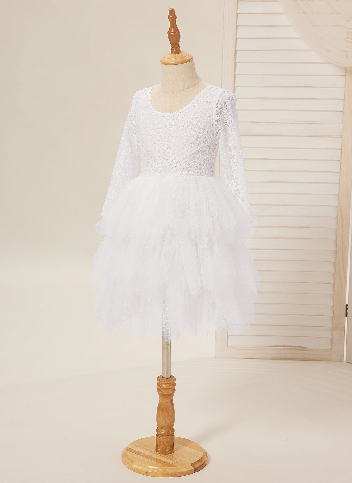 Lace Tulle Knee-length White Dress (2003227580)