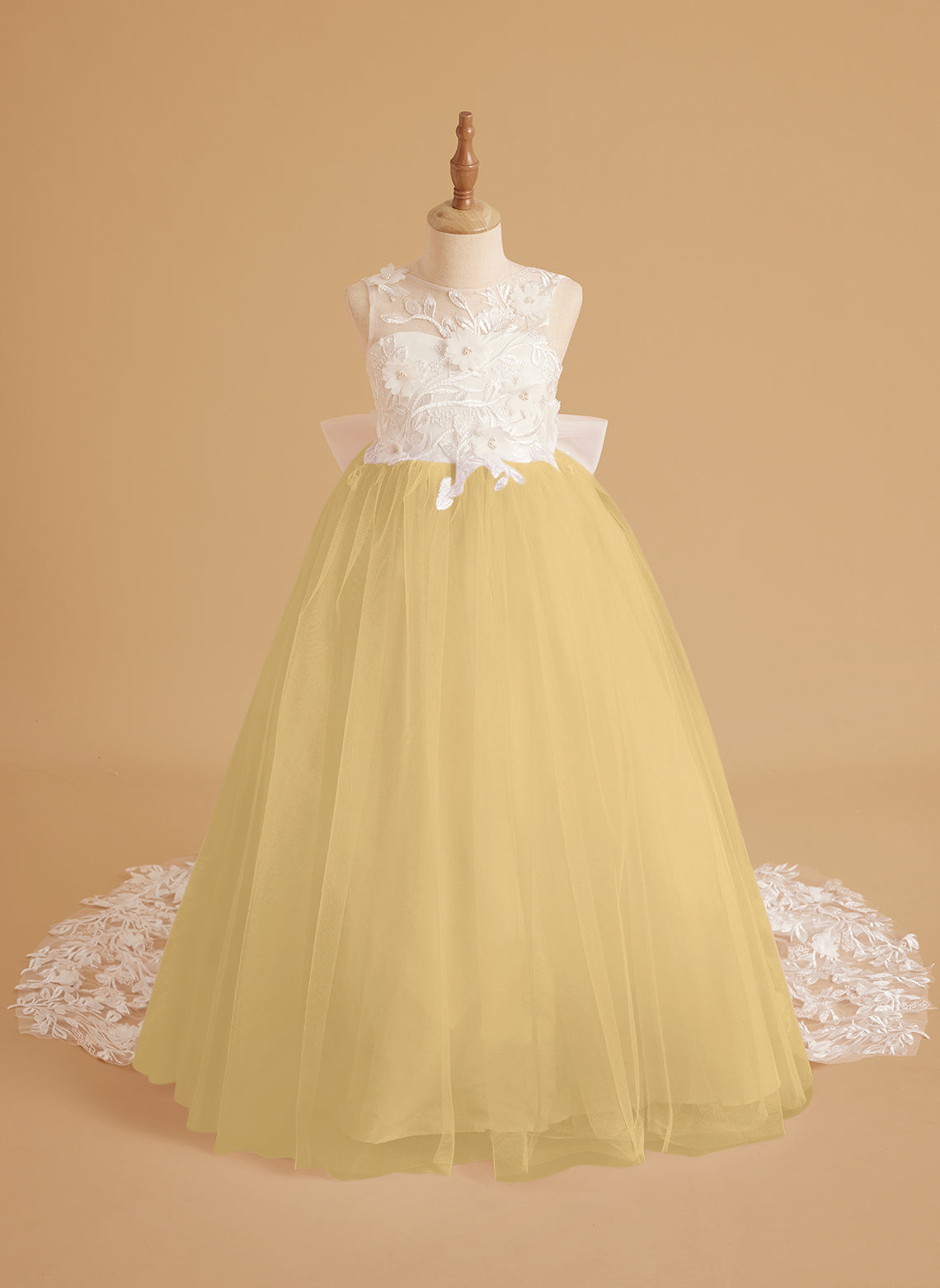 Dream Princess Sleeveless Lace and Tulle with Beading Flower Girl Dress