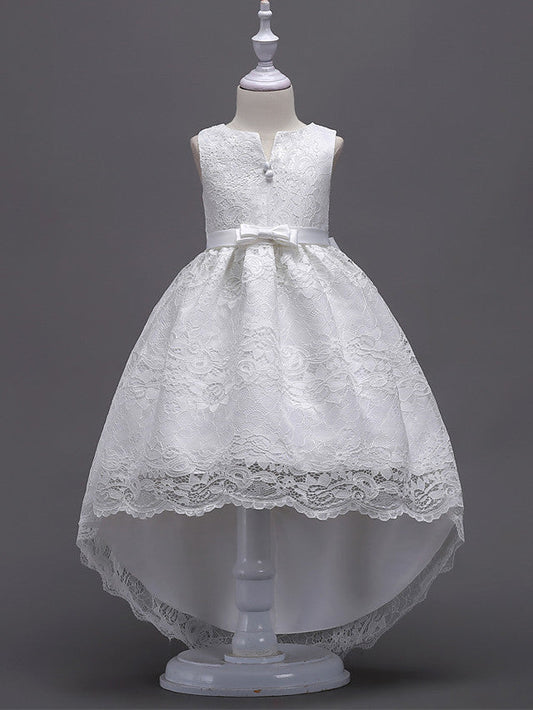 High Low Princess Asymmetrical Wedding First Communion Flower Girl Dresses