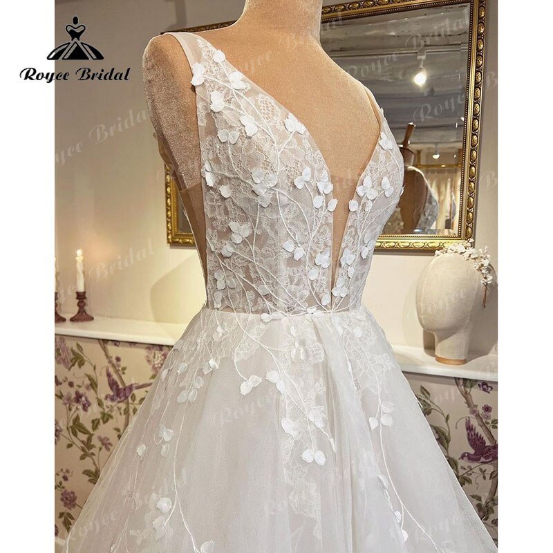 NumberSea - hochzeits 2022 Robe Mariee Princess A Line Wedding Dress with Deep V Neck Tank Bridal Reception Gown vestido de noiva princesa