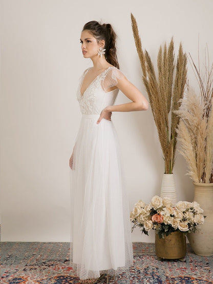 NumberSea - NumberSea Polka dot lace wedding dress with embroidery