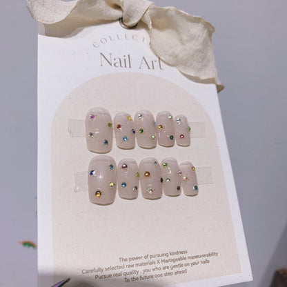 NumberSea - Custom Design No.126 Press On Nails | DIY My Nails | Welcome Any Designs! | Colourful Diamond Nails | Jelly Color | rmz1668