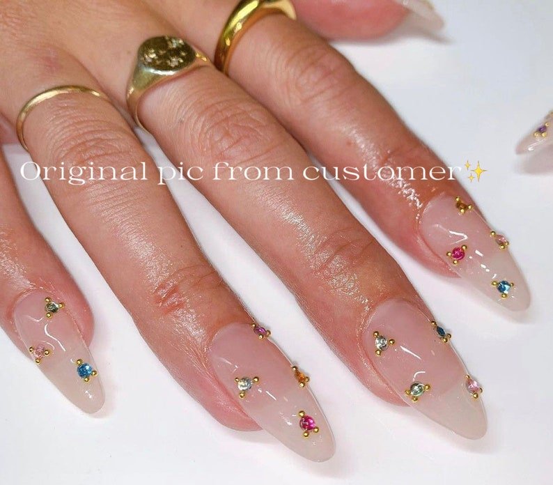 NumberSea - Custom Design No.126 Press On Nails | DIY My Nails | Welcome Any Designs! | Colourful Diamond Nails | Jelly Color | rmz1668