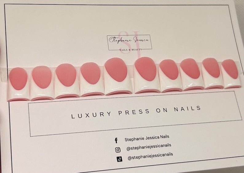 NumberSea - Acrylic French Manicure | ACRYLIC | French Tip | Luxury press on nails | Read full description as sizing is the customer’s responsibility