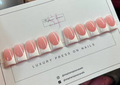 NumberSea - Acrylic French Manicure | ACRYLIC | French Tip | Luxury press on nails | Read full description as sizing is the customer’s responsibility