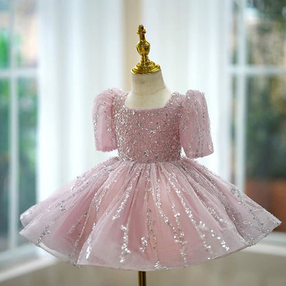 Sequins Sleeveless Knee-length Baby Girl Dress