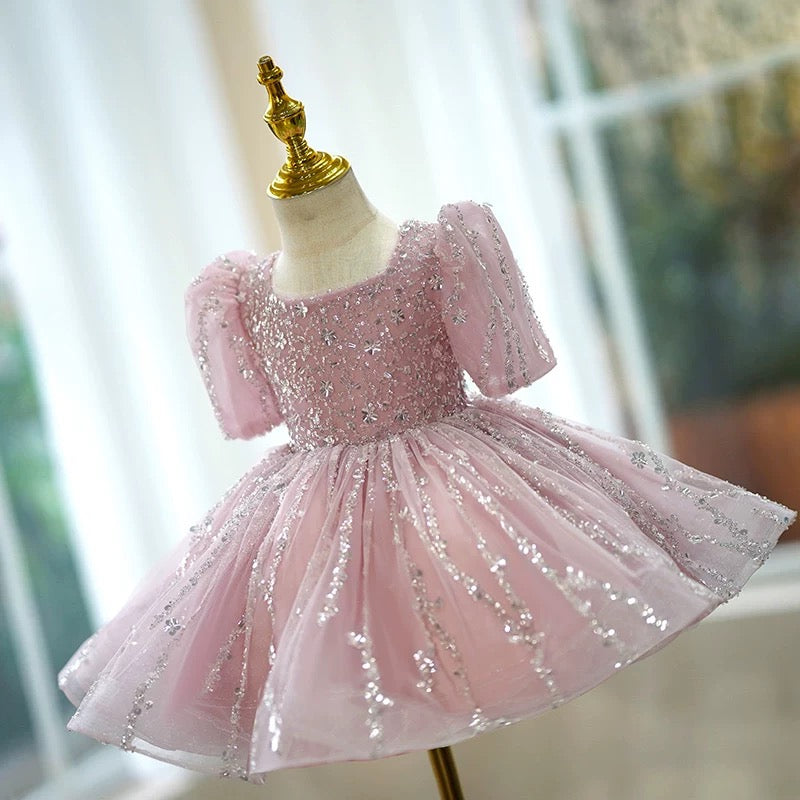 Sequins Sleeveless Knee-length Baby Girl Dress