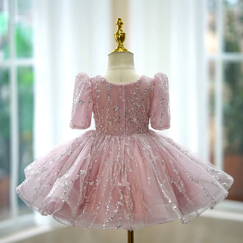 Sequins Sleeveless Knee-length Baby Girl Dress