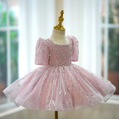 Sequins Sleeveless Knee-length Baby Girl Dress