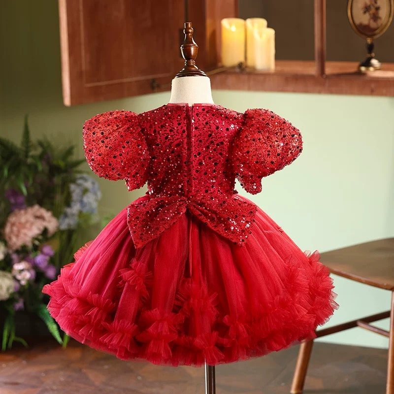 Sequins Knee-length 1st Birthday Party Baby Girl Dress